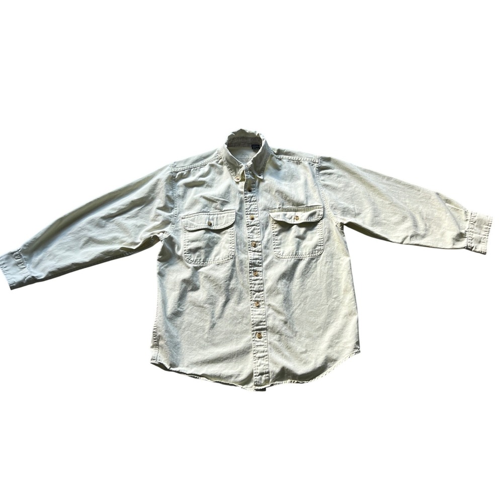 Outersport Men's Long Sleeve Cotton Twill Button Down Shirt Country Size M